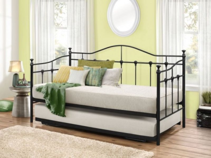 Birlea Torino 3ft Single Black Metal Day Beds Frame with Trundle