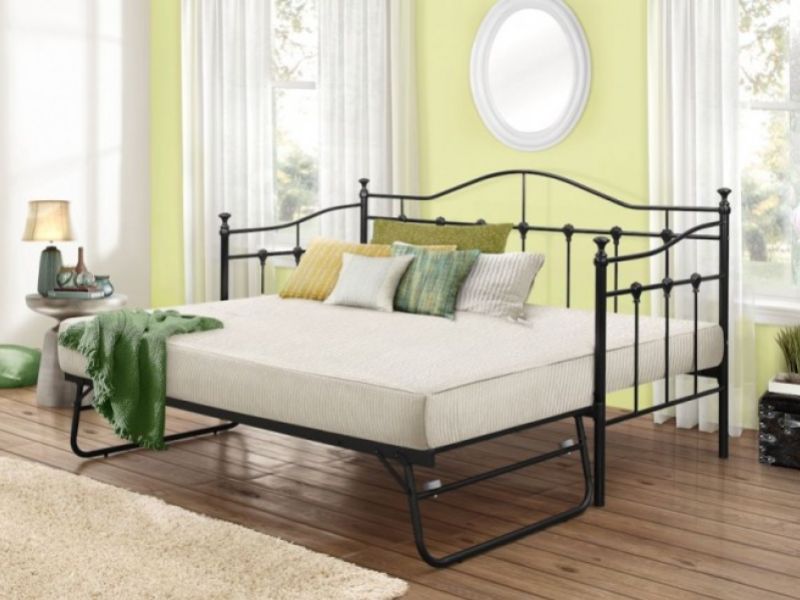 Birlea Torino 3ft Single Black Metal Day Beds Frame with Trundle