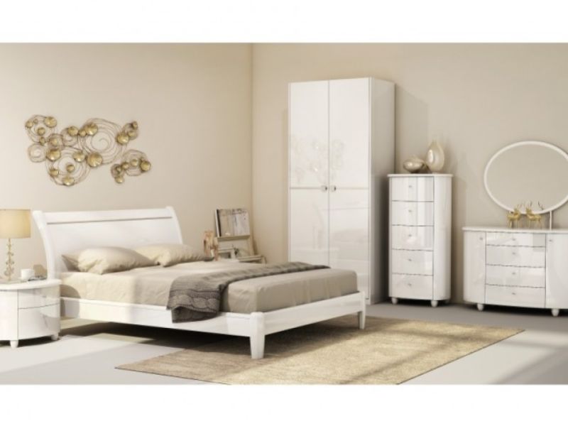 Birlea Aztec White Gloss 5 Drawer Narrow Chest