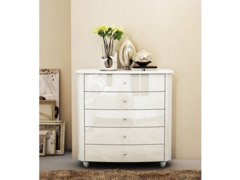 Birlea Aztec White Gloss 5 Drawer Chest