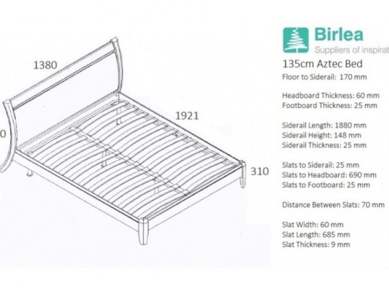 Birlea Aztec White 4ft6 Double High Gloss Bed Frame