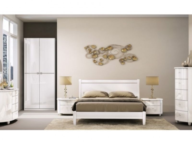 Birlea Aztec White 5ft Kingsize High Gloss Bed Frame