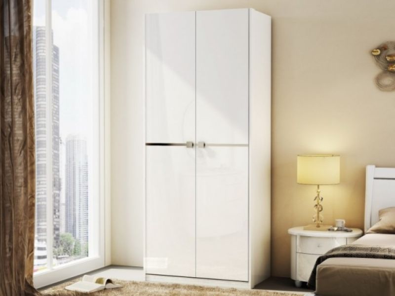 Birlea Aztec White Gloss 2 Door Wardrobe