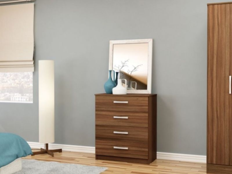 Birlea Lynx Walnut 4 Drawer Chest of Drawers