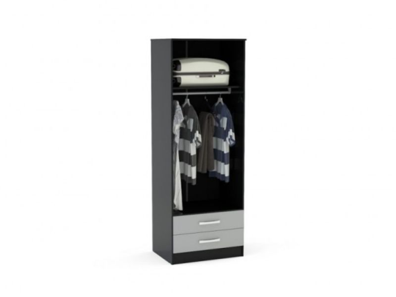 Birlea Lynx Black with Grey Gloss 2 Door Combi Robe