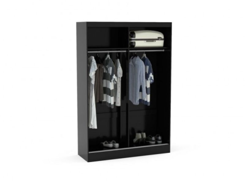 Birlea Lynx Black with Grey Gloss Sliding Door Wardrobe with Mirror