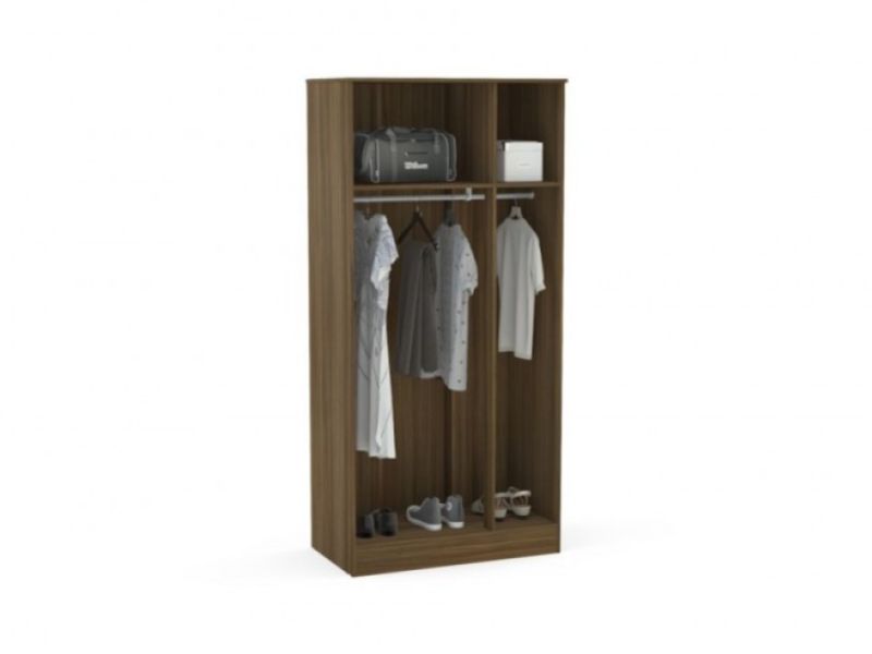 Birlea Lynx Walnut with Cream Gloss 3 Door Wardrobe with Center Mirror