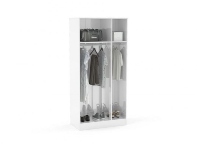 Birlea Lynx White with White Gloss 3 Door Wardrobe with Centre Mirror