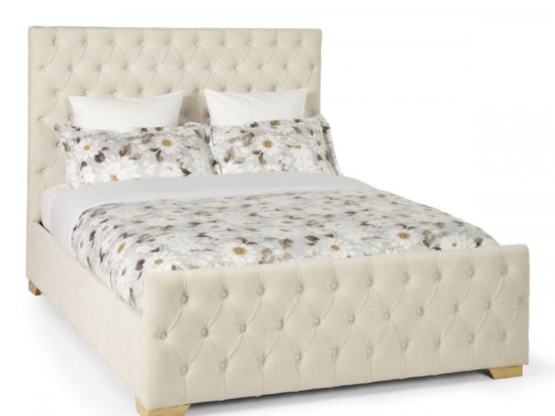 Serene Lillian 5ft Kingsize Pearl Fabric Ottoman Bed Frame