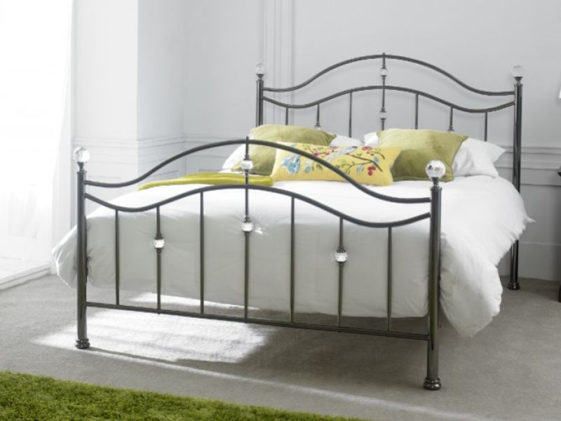 Limelight Cygnus 4ft6 Double Black Chrome Metal Bed Frame with Crystals