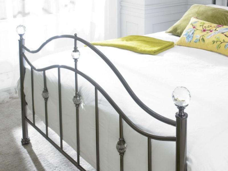 Limelight Cygnus 4ft6 Double Black Chrome Metal Bed Frame with Crystals