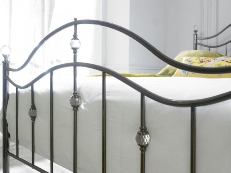 Limelight Cygnus 4ft6 Double Black Chrome Metal Bed Frame with Crystals