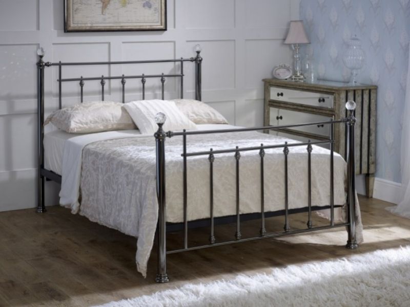 Limelight Libra 4ft6 Double Black Chrome Metal Bed Frame With Crystals