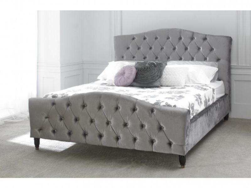 Limelight Phobos 4ft6 Double Plush Silver Velvet Fabric Bed Frame