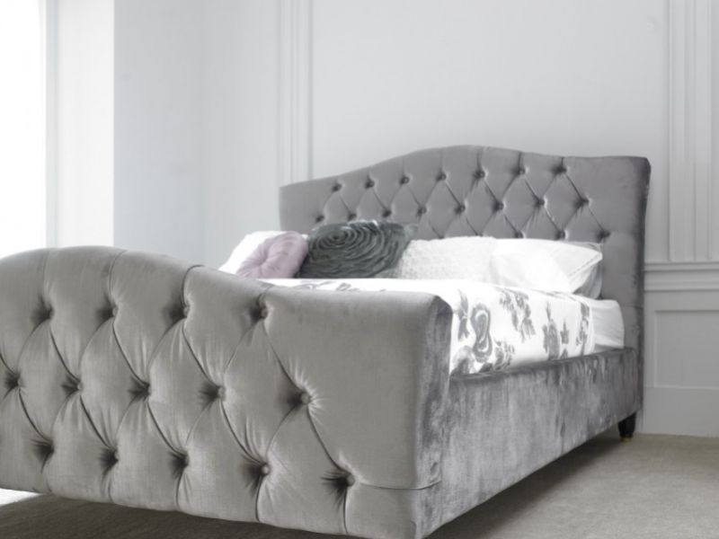 Limelight Phobos 5ft Kingsize Plush Silver Velvet Fabric Bed Frame