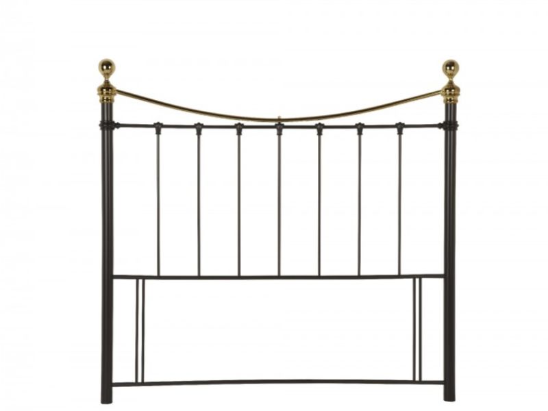 Serene Ethan Black with Brass 4ft Small Double Metal Headboard