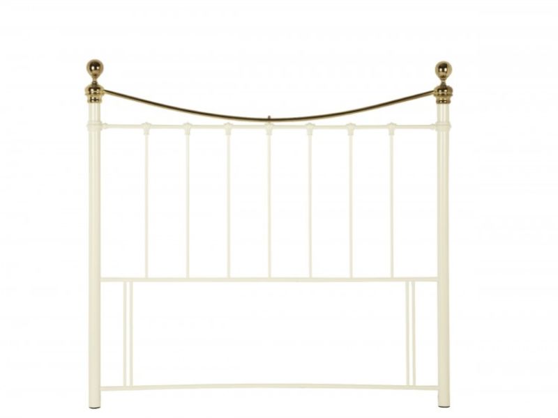Serene Ethan Ivory Gloss with Brass 4ft Small Double Metal Headboard