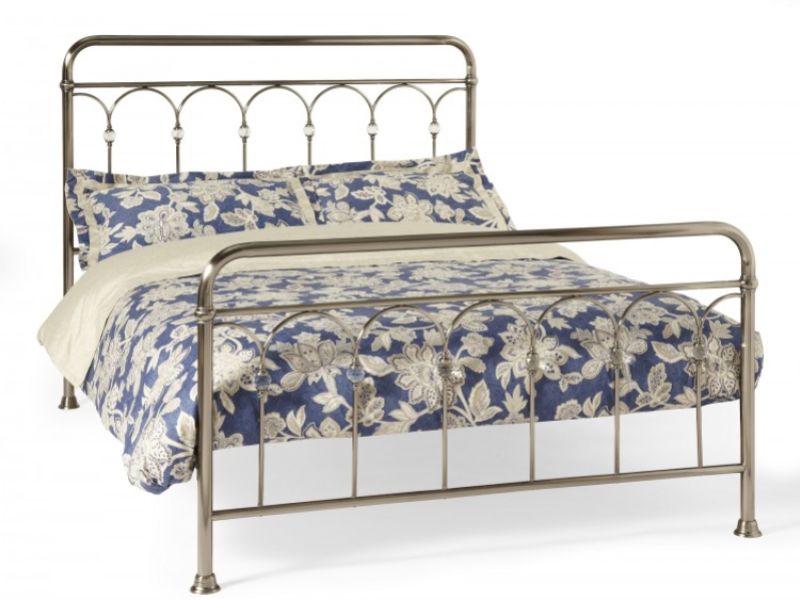 Serene Shilton 4ft6 Double Antique Nickel Metal Bed Frame with Crystals