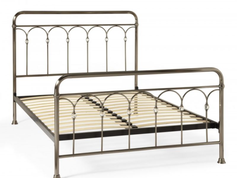 Serene Shilton 4ft6 Double Antique Nickel Metal Bed Frame with Crystals