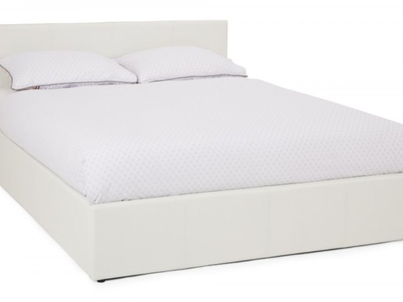 Serene Tivoli 4ft Small Double White Faux Leather Ottoman Bed