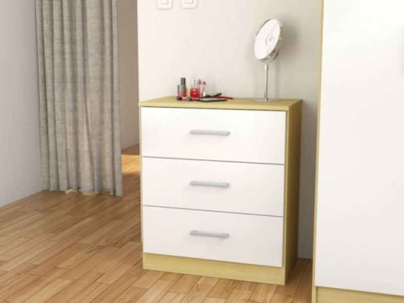 Birlea Cannes 3 Drawer Chest Oak and White