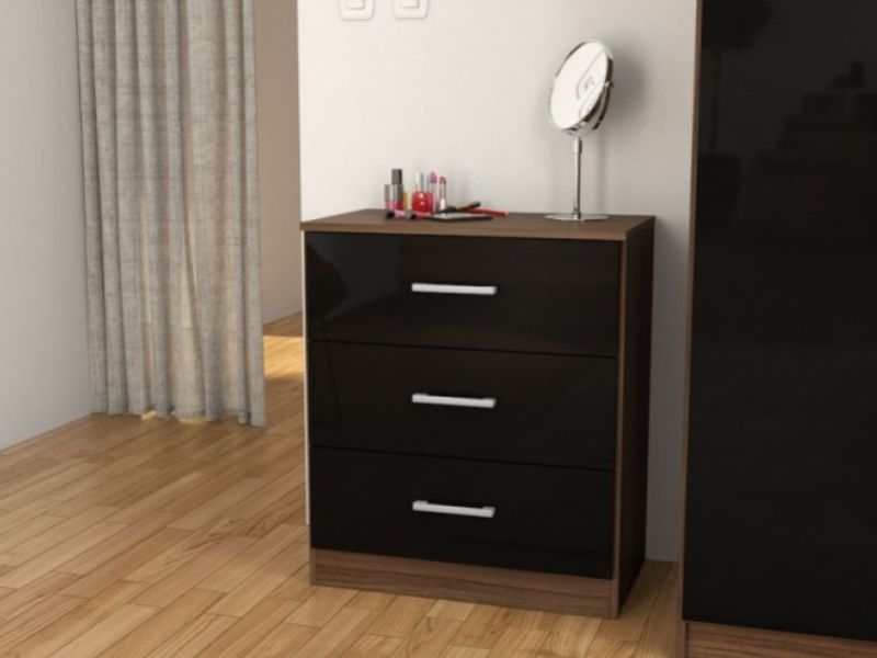 Birlea Cannes 3 Drawer Chest Black and Walnut