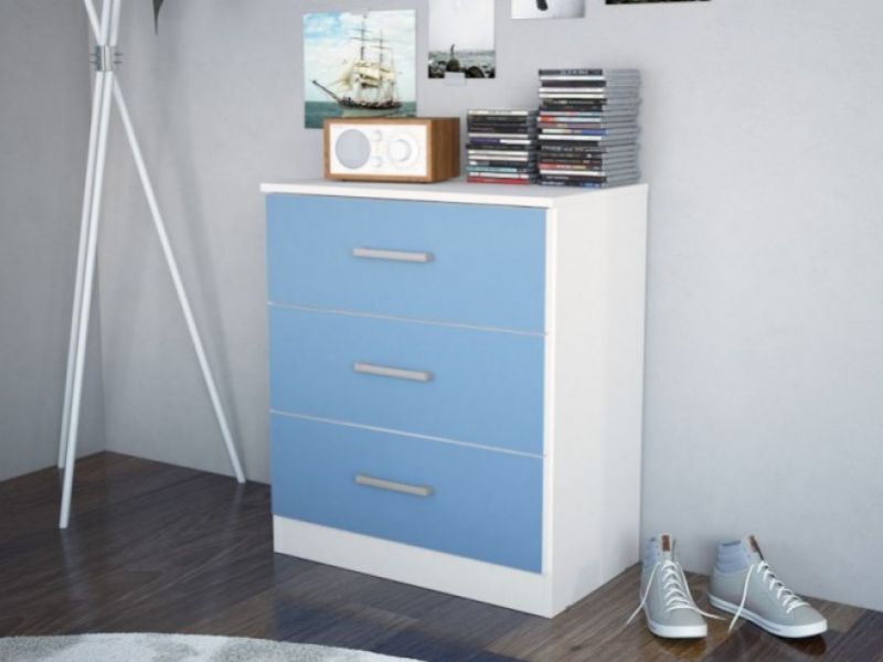 Birlea Cannes 3 Drawer Chest White and Blue