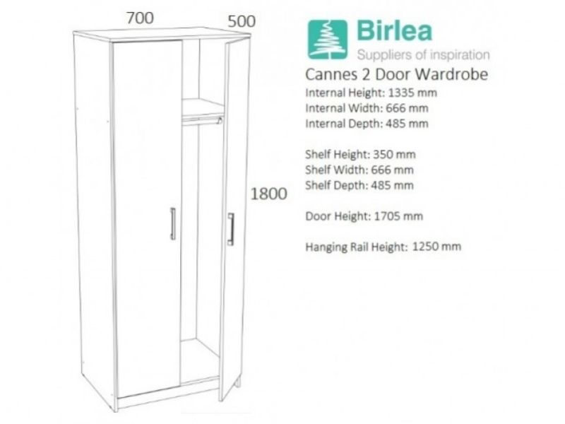 Birlea Cannes Wardrobe Oak and White