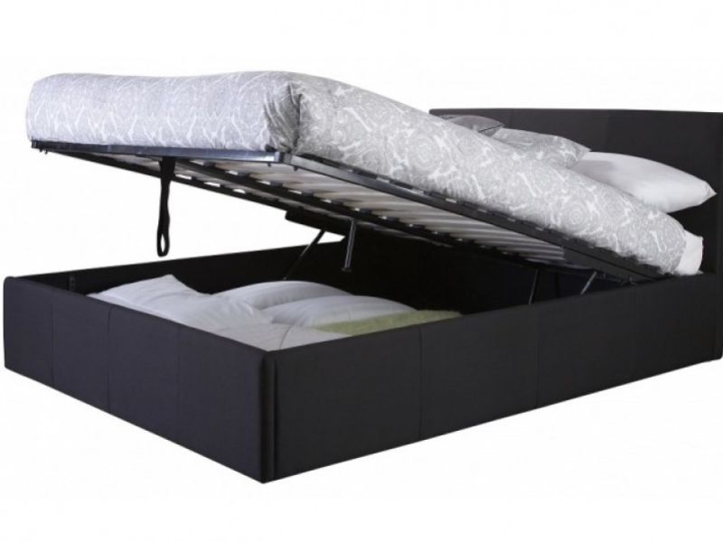 GFW Ascot 4ft6 Double Black Fabric Ottoman Bed Frame