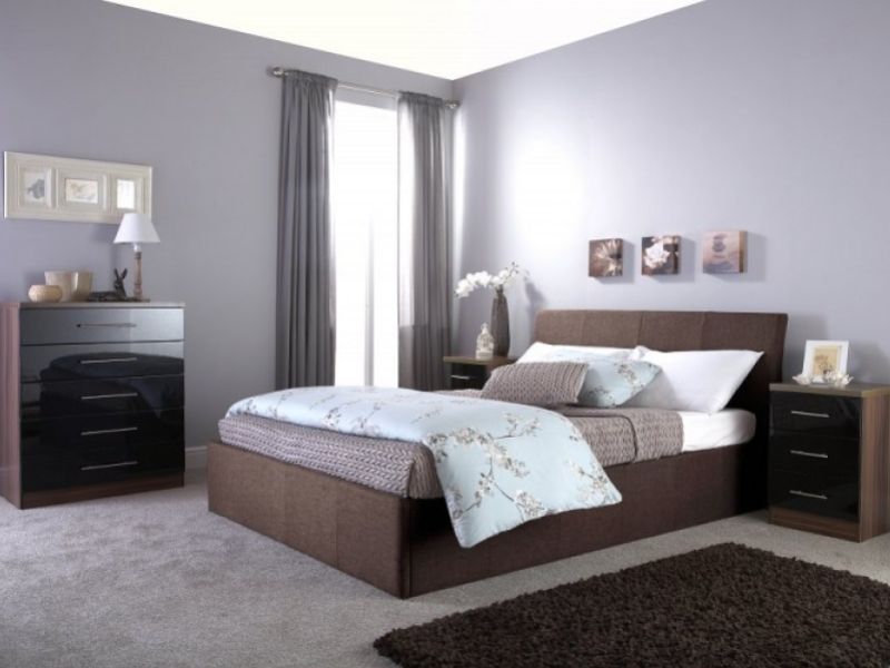 GFW Ascot 4ft6 Double Brown Fabric Ottoman Bed Frame