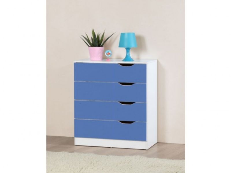 Birlea Paddington 4 Drawer Chest White and Blue