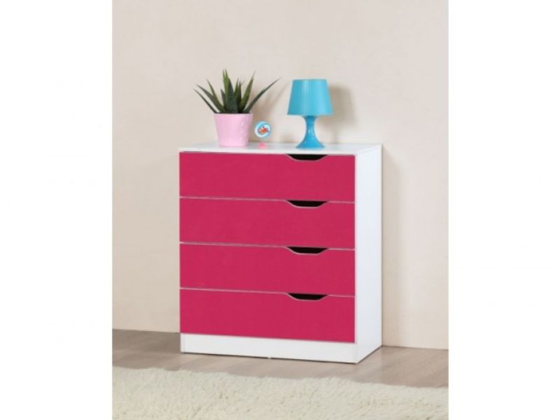 Birlea Paddington 4 Drawer Chest White and Pink