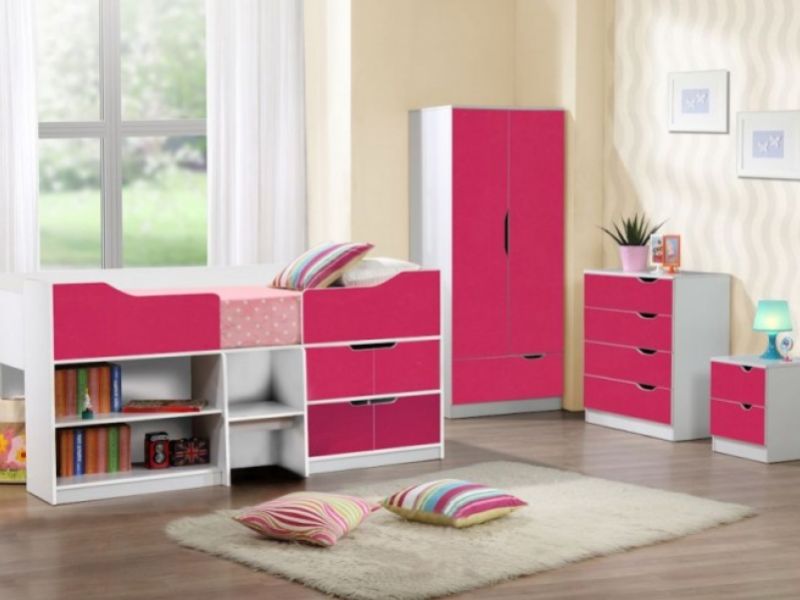 Birlea Paddington 4 Drawer Chest White and Pink