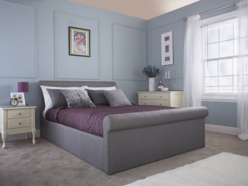 GFW Carolina 5ft Kingsize Silver Fabric Ottoman Bed Frame