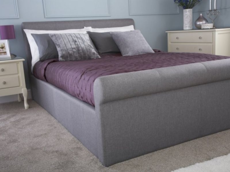 GFW Carolina 5ft Kingsize Silver Fabric Ottoman Bed Frame