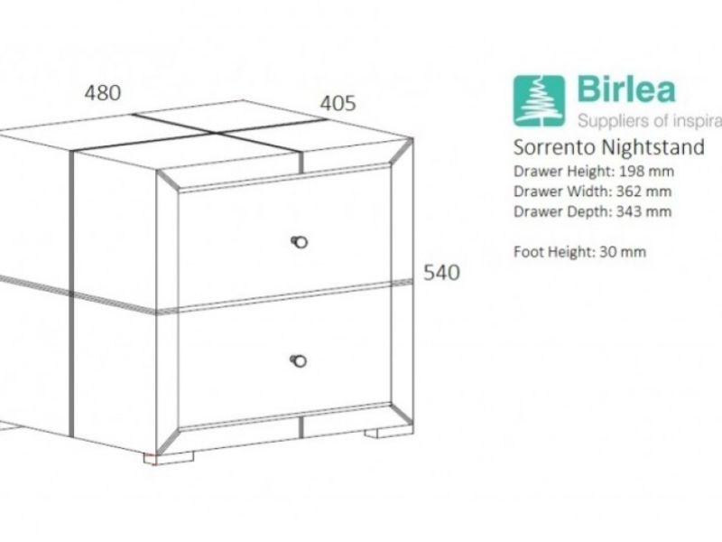 Birlea Sorrento Nightstand in Grey Fabric