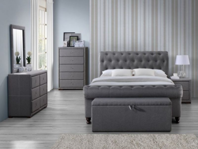 Birlea Sorrento Storage Ottoman in Grey Fabric