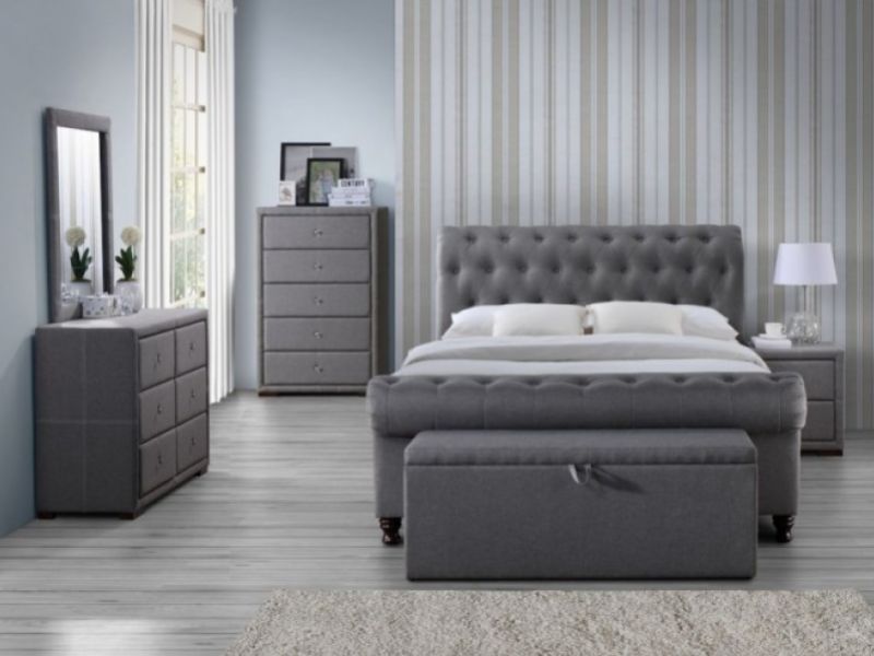 Birlea Castello 5ft Kingsize Grey, Grey Fabric Sleigh Bed Frame