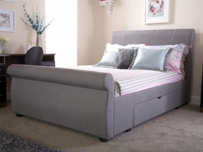 GFW Alabama 4ft6 Double Silver Fabric Storage Bed