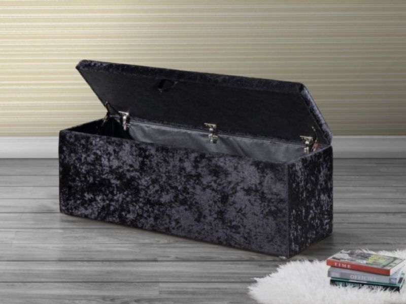 Birlea Tuscany Storage Ottoman in Black Fabric