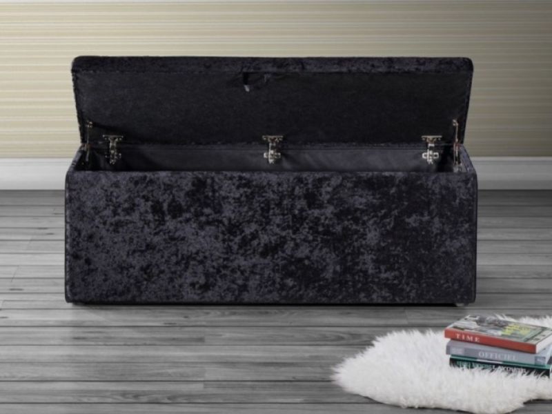 Birlea Tuscany Storage Ottoman in Black Fabric