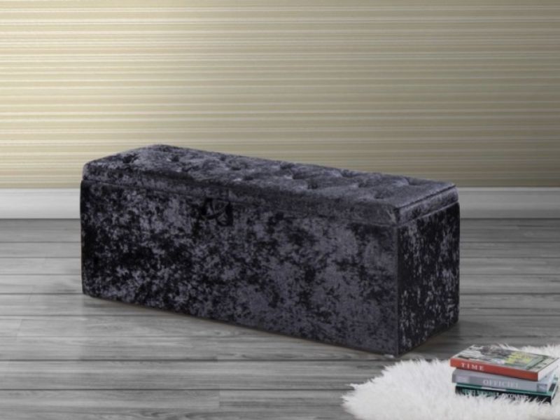 Birlea Tuscany Storage Ottoman in Black Fabric