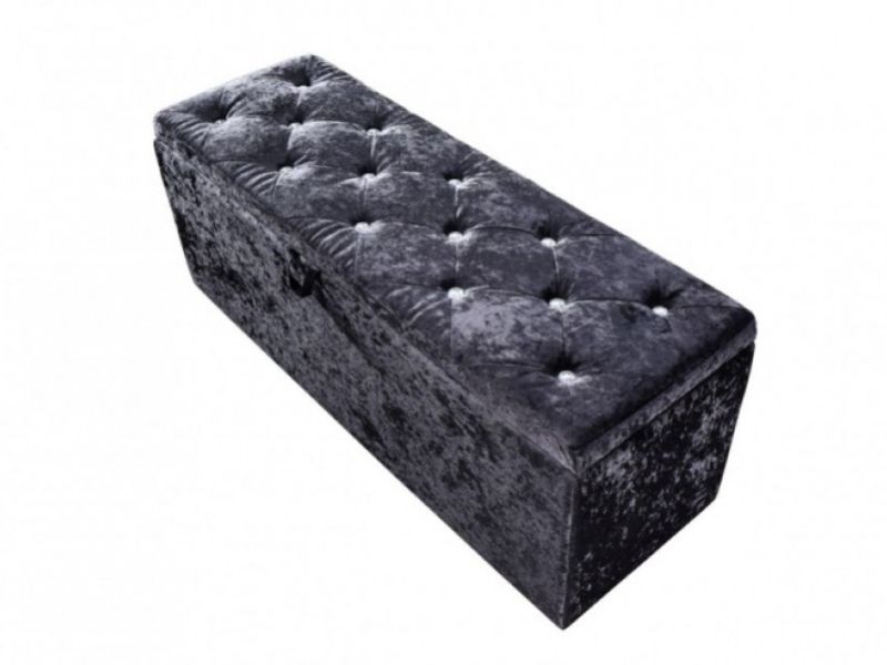 Birlea Tuscany Storage Ottoman in Black Fabric