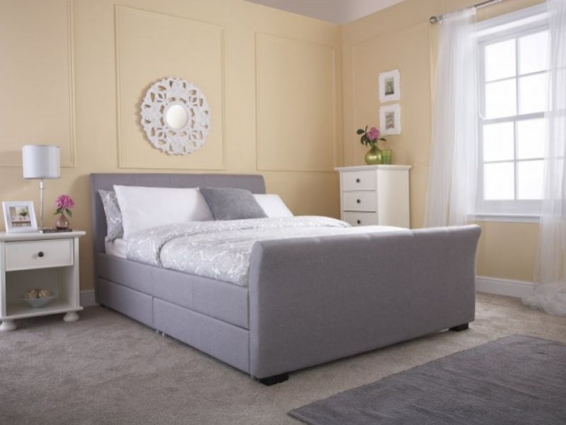 GFW Hannover 5ft Kingsize Grey Fabric Storage Bed