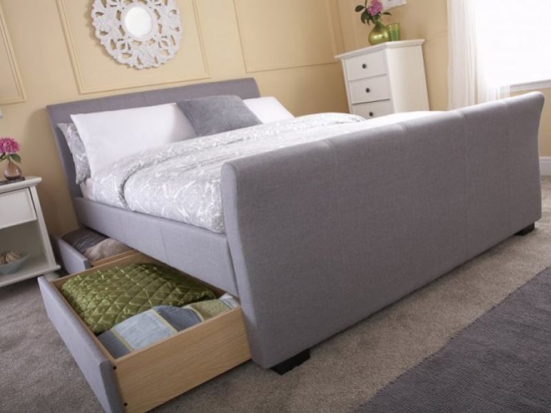 GFW Hannover 5ft Kingsize Grey Fabric Storage Bed
