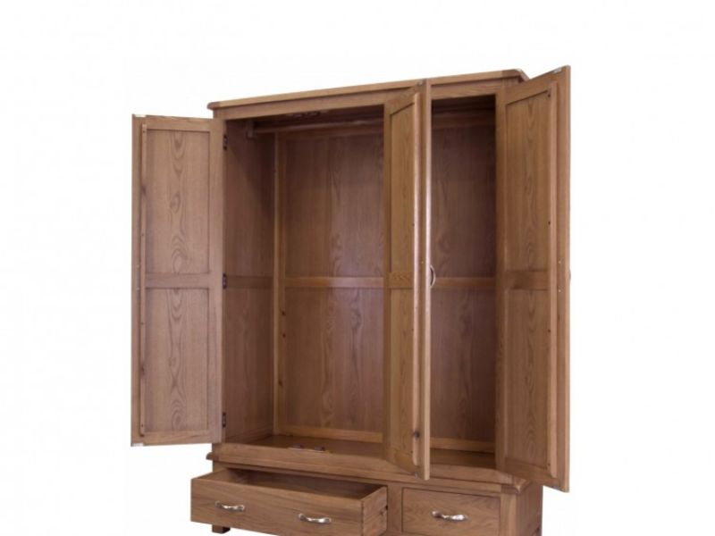 GFW Bowthorpe Oak 3 Door 2 Drawer Wardrobe