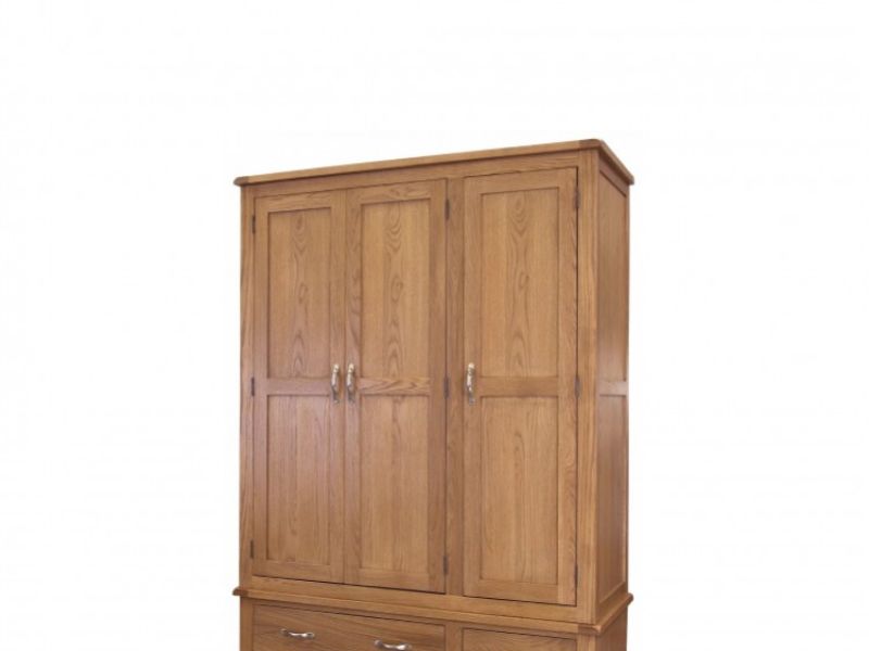 GFW Bowthorpe Oak 3 Door 2 Drawer Wardrobe