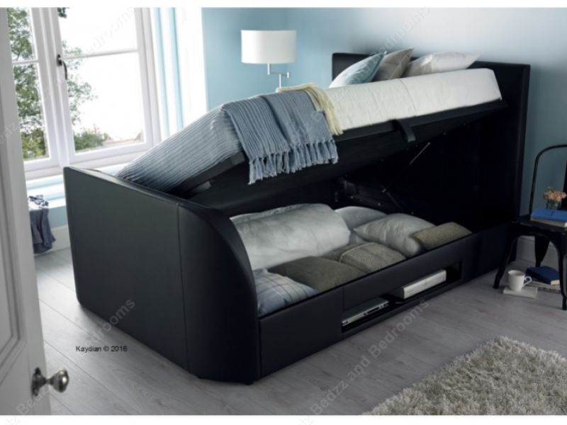 Black Leather Ottoman Tv Bed By Kaydian, Can You Get A Small Double Tv Bed