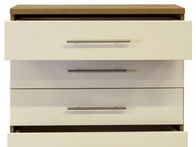 GFW Keswick 5 Drawer Cream Gloss Chest