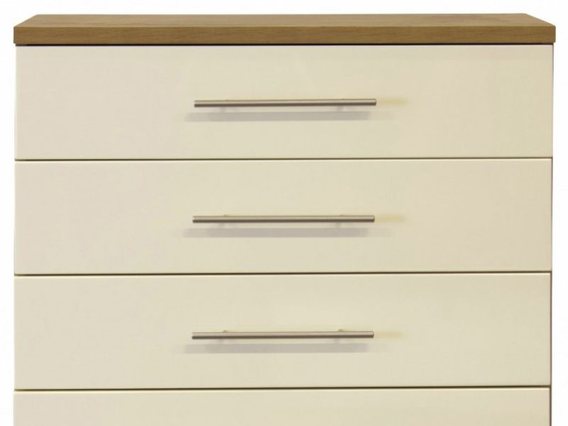GFW Keswick 5 Drawer Cream Gloss Chest